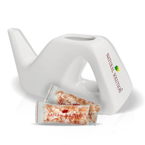 Natural Solution Ceramic Neti Pot Sinus Wash Salt Inhaler